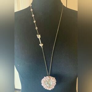 Betsey Johnson crystal and rhinestone heart-shaped pink locket